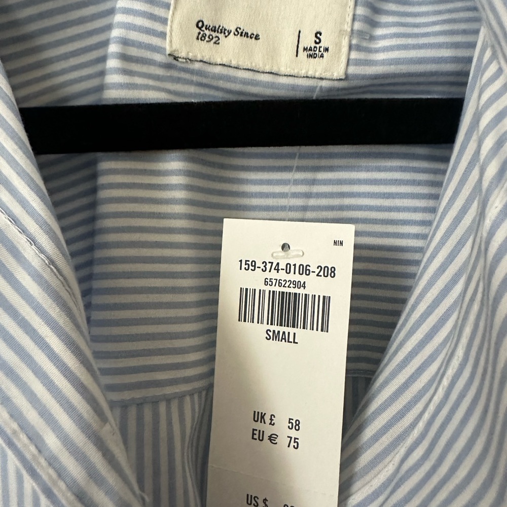 Abercrombie & Fitch Light Blue Striped Shirt dress - Picture 2 of 3